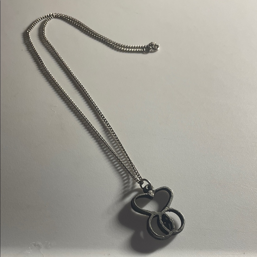 Silver Heart and Interlocking Rings Pendant Necklace - Women Jewelry